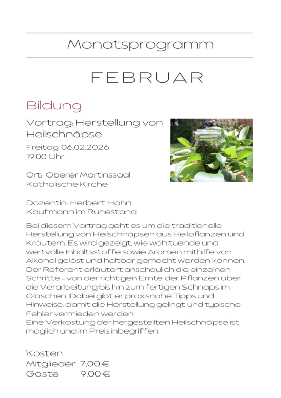 VORTRAG: Herstellung von Heilschnapsen
